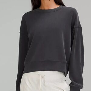 Lululemon Black Softstreme Perfectly Oversized Cropped Crew size 2